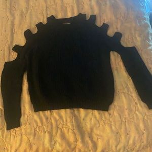 Long sleeve black shirt with designed holes